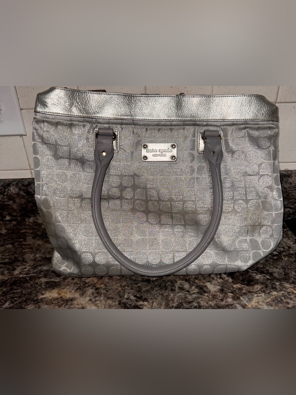 KATE SPADE Thompson Street Noel Rudy Silver Metallic Handbag Purse